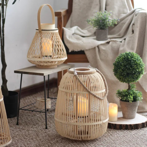 Rattan Flameless Candle Lantern | Outdoor & Tabletop