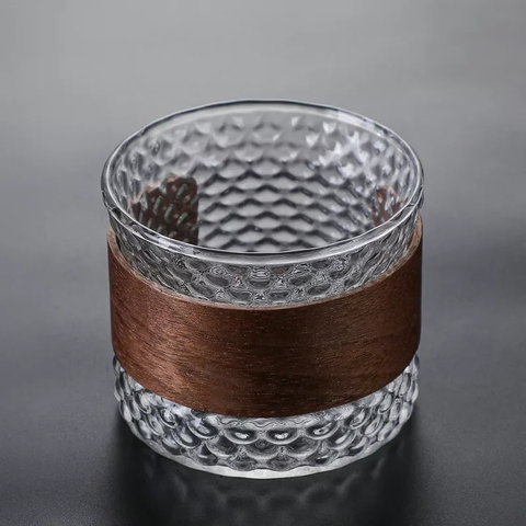 Handcrafted Tumbler Glass with Wooden Accent for Refined Enjoyment