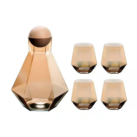Diamond Pattern Glass Drinkware Set | Jug & Rocks Glasses