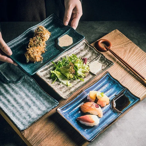 Handmade Ceramic Sushi Plate | White Porcelain Serving Dish