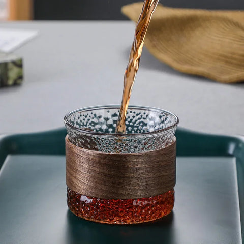 Handcrafted Tumbler Glass with Wooden Accent for Refined Enjoyment