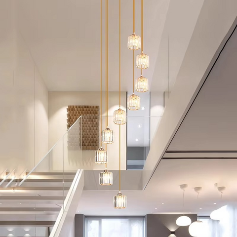 Crystal Vintage Staircase Chandelier – Elegant Grand Ceiling Light
