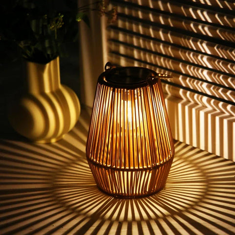 Solar Rattan Lantern | Portable Waterproof Hanging Light