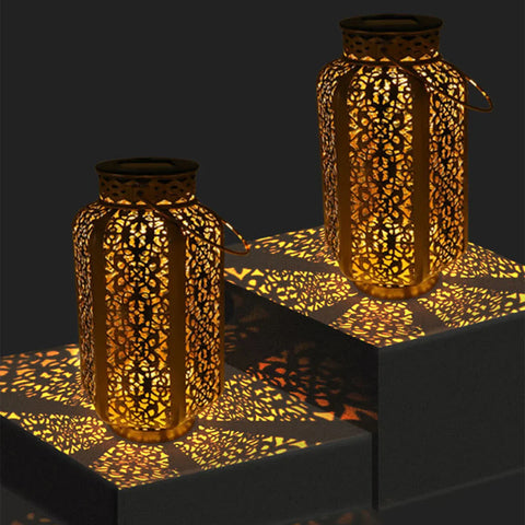 Solar Garden Lamp | Moroccan Iron Lattice Design