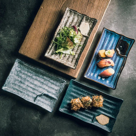Handmade Ceramic Sushi Plate | White Porcelain Serving Dish