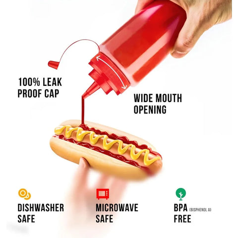 12 oz Squeeze Bottles for Sauces – Leak-Proof Oil, Syrup & Dressing Dispenser, 3-Pack