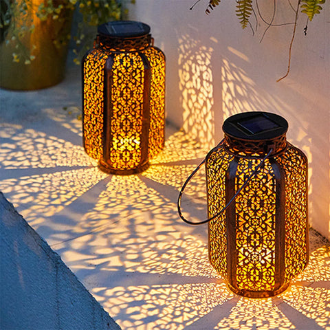 Solar Garden Lamp | Moroccan Iron Lattice Design