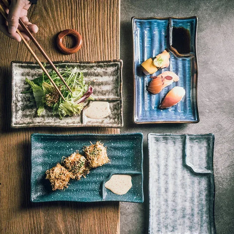 Handmade Ceramic Sushi Plate | White Porcelain Serving Dish