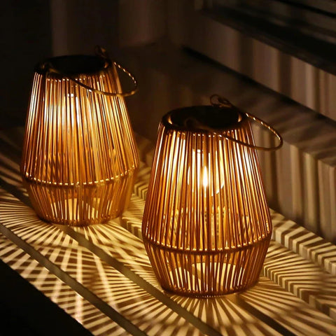 Solar Rattan Lantern | Portable Waterproof Hanging Light
