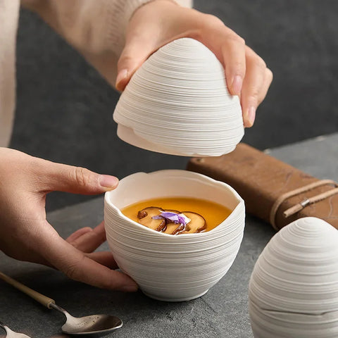 Egg Shape Ceramic Bowl | Minimalist Kitchen Decor