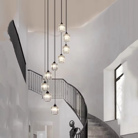 Crystal Vintage Staircase Chandelier – Elegant Grand Ceiling Light