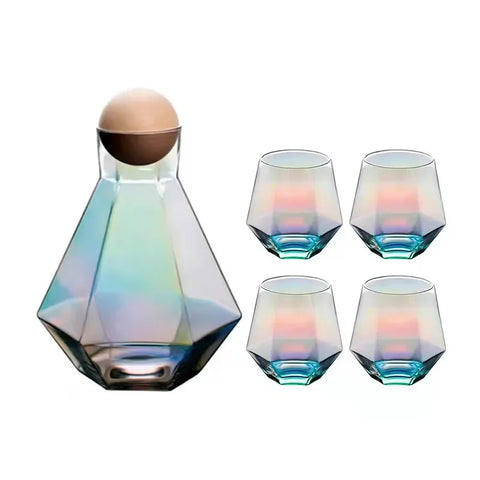 Diamond Pattern Glass Drinkware Set | Jug & Rocks Glasses