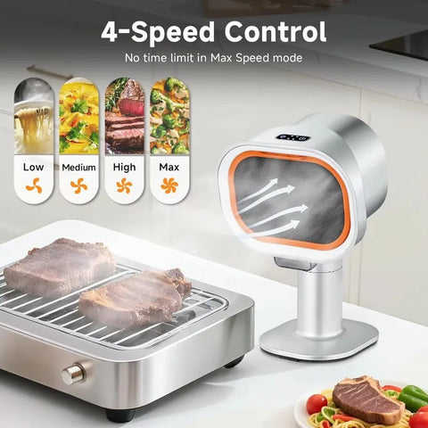 Portable Kitchen Hood Fan – 4-Speed Exhaust, Aluminum Filter, Oil Cup & 10 Carbon Filters