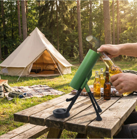 Beer Bottle Mortar Opener – Novelty Cap-Launching Bar & Desk Accessory