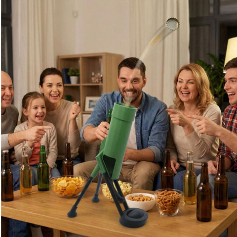 Beer Bottle Mortar Opener – Novelty Cap-Launching Bar & Desk Accessory
