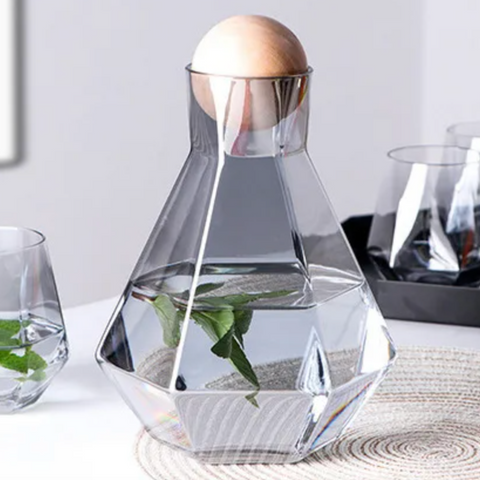 Diamond Pattern Glass Drinkware Set | Jug & Rocks Glasses