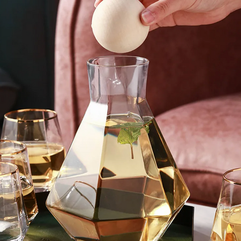 Diamond Pattern Glass Drinkware Set | Jug & Rocks Glasses
