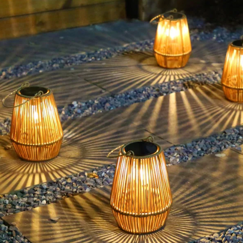 Solar Rattan Lantern | Portable Waterproof Hanging Light