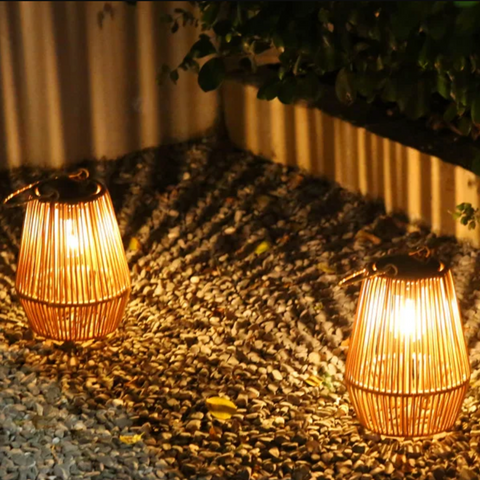 Solar Rattan Lantern | Portable Waterproof Hanging Light