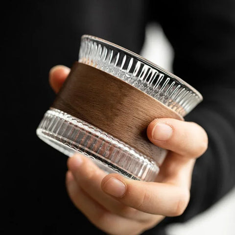 Handcrafted Tumbler Glass with Wooden Accent for Refined Enjoyment