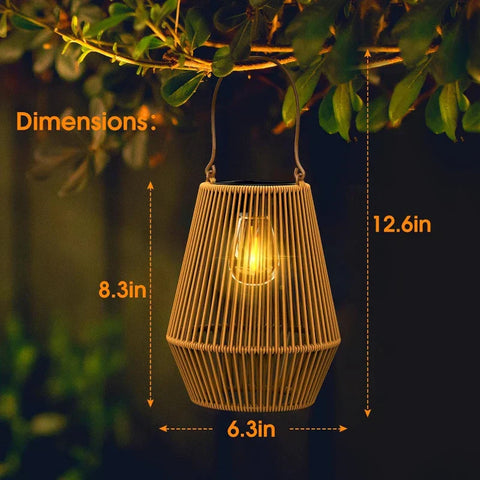 Solar Rattan Lantern | Portable Waterproof Hanging Light