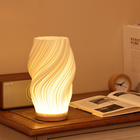 Pleated LED Table Lamp – Soft Sculptural Bedside Light