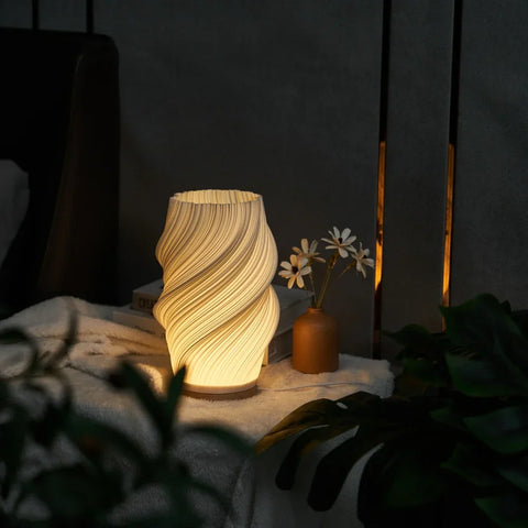 Pleated LED Table Lamp – Soft Sculptural Bedside Light