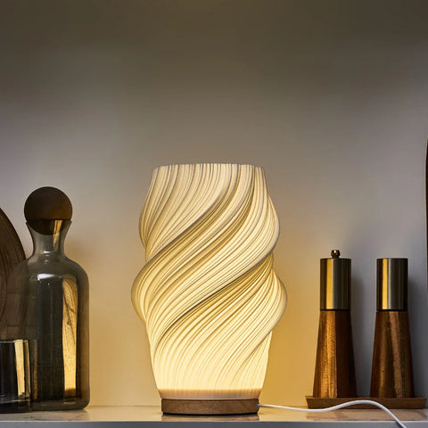 Pleated LED Table Lamp – Soft Sculptural Bedside Light