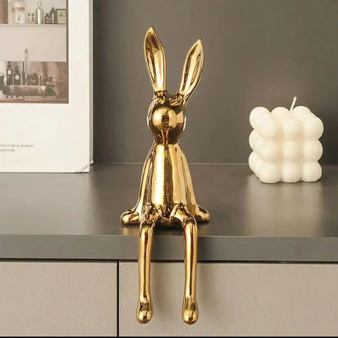 Rabbit Figurine | Gold Metallic Shelf Decor
