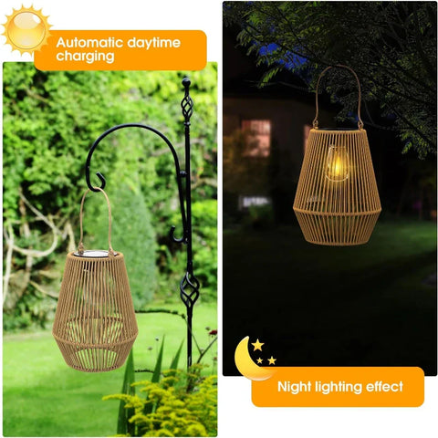 Solar Rattan Lantern | Portable Waterproof Hanging Light