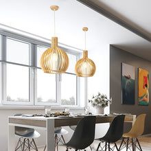 Geometric Pendant Light | Wood Finish Ceiling Light