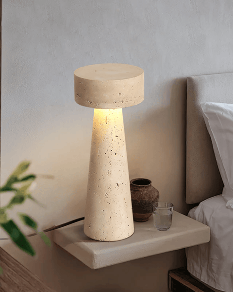 Travertine Table Lamp – Timeless Elegance in Compact Form