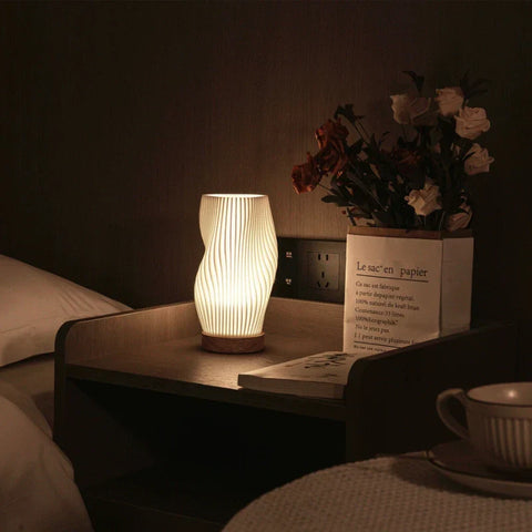 Pleated LED Table Lamp – Soft Sculptural Bedside Light