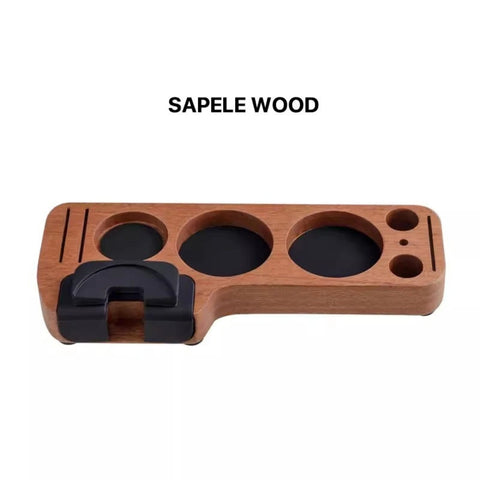 Walnut Espresso Tamper Station – Coffee Bar Stand & Organizer