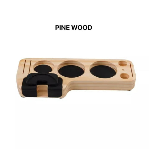 Walnut Espresso Tamper Station – Coffee Bar Stand & Organizer
