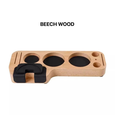 Walnut Espresso Tamper Station – Coffee Bar Stand & Organizer