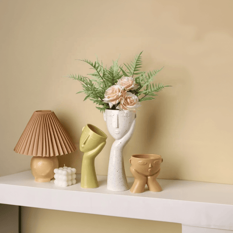Abstract Human Face Vase – Modern Ceramic Art Piece