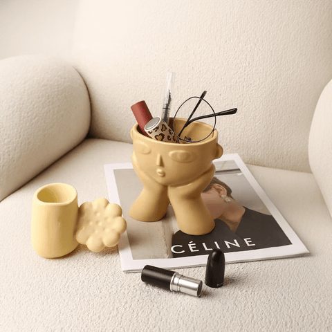 Abstract Human Face Vase – Modern Ceramic Art Piece