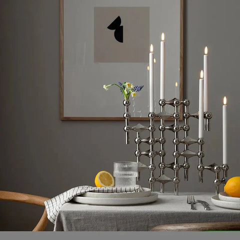 Molecular Structure Candle Holder – Abstract Metal Décor
