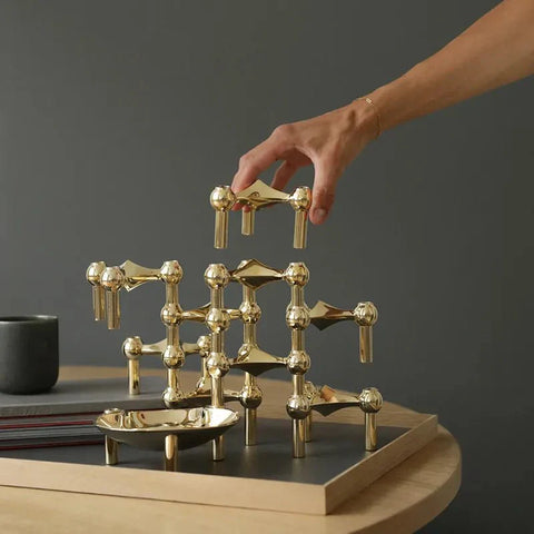Molecular Structure Candle Holder – Abstract Metal Décor