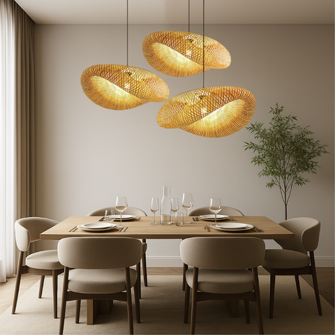 Bamboo Pendant Light – Natural Woven Ceiling Lamp