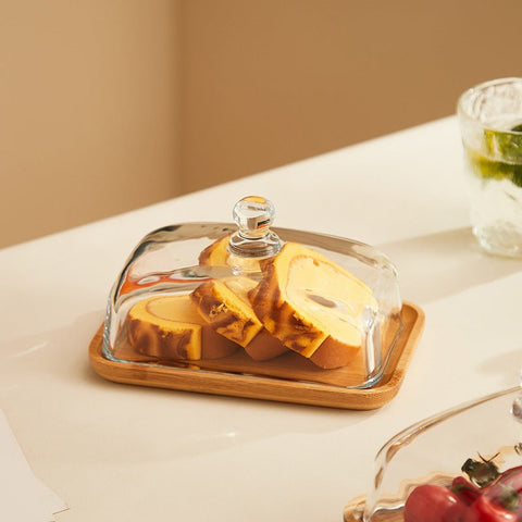 Wood & Glass Butter Dish – Elegant Kitchen Storage