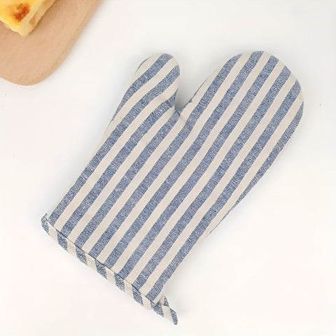 Premium Striped Heat-Resistant Oven Mitt – Non-Slip Kitchen Glove