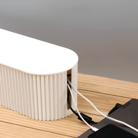 Minimalist Ribbed Cable Organizer Box – Cord Management Storage