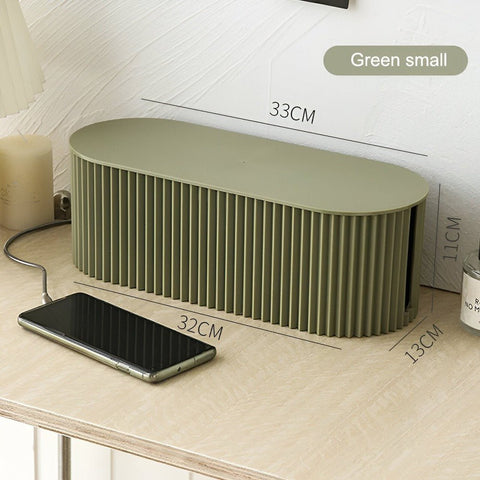 Minimalist Ribbed Cable Organizer Box – Cord Management Storage