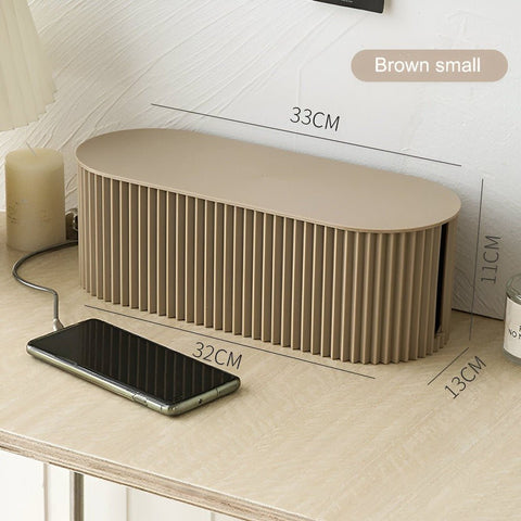 Minimalist Ribbed Cable Organizer Box – Cord Management Storage