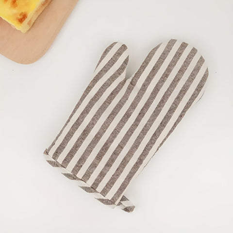 Premium Striped Heat-Resistant Oven Mitt – Non-Slip Kitchen Glove