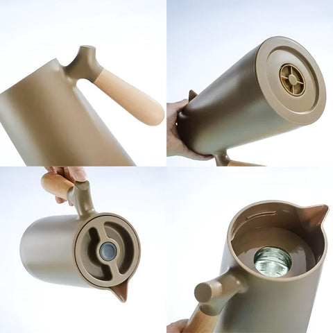 Insulated Thermal Carafe with Wooden Handle – 1L