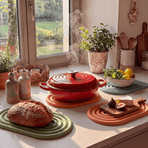 Silicone Trivets Set of 2 – Heat-Resistant Pot Holders, Black