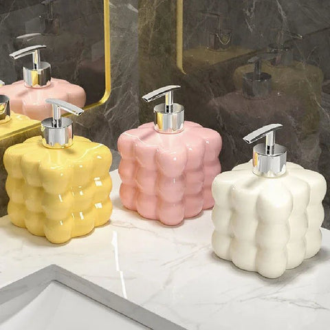 Ceramic Soap Dispenser | Bubble Texture Glossy Finish